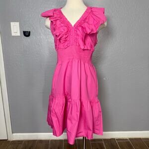 Adrianna Papell Ruffle Collar Flounce Mini Dress, Pink, 14